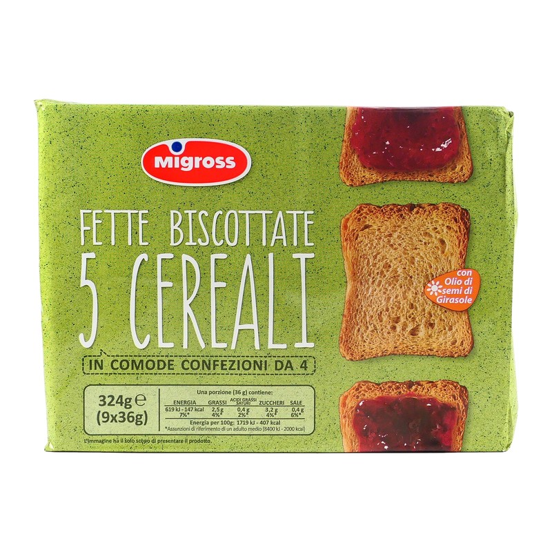 FETTE BISCOTTATE MIGROSS 5 CEREALI 324G