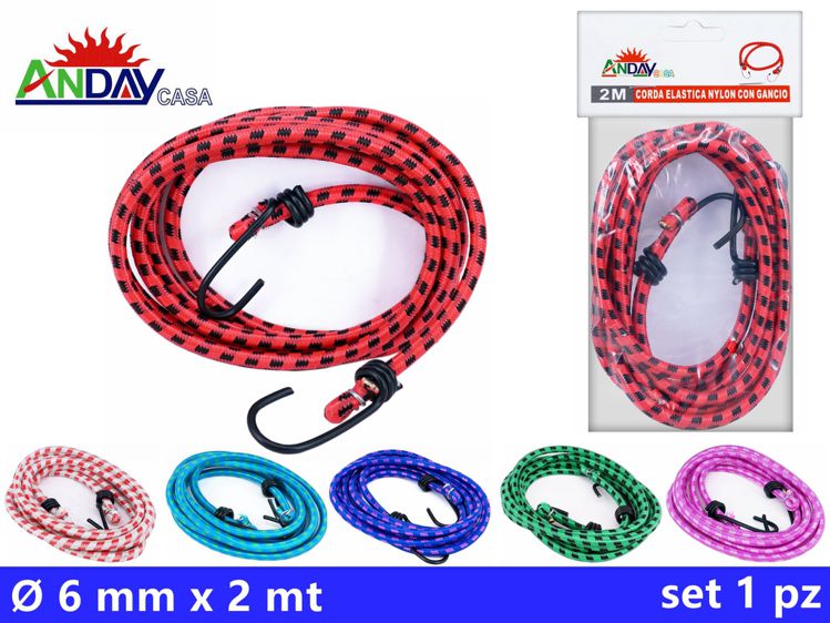 ELASTICO CON GANCI 2M 1PZ