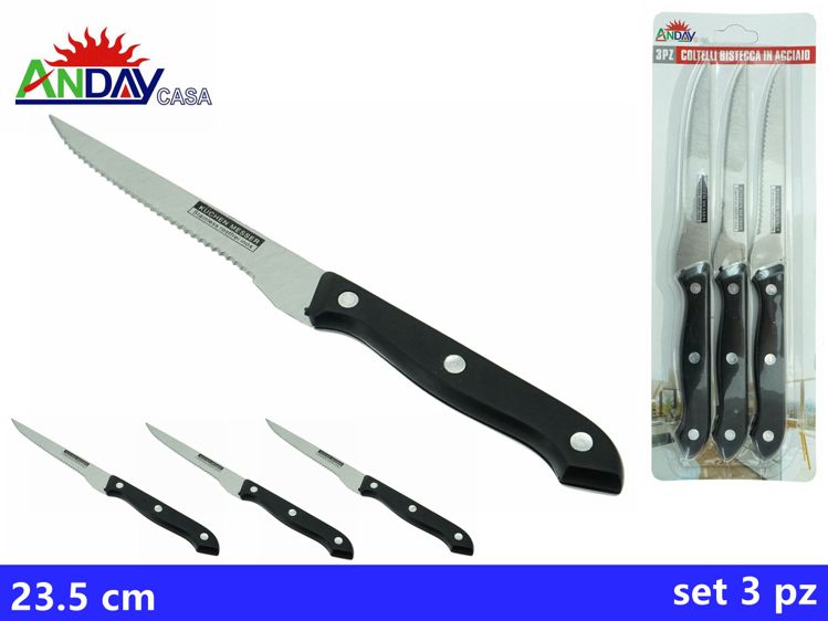 SET COLTELLI IN ACCIAIO 3PZ