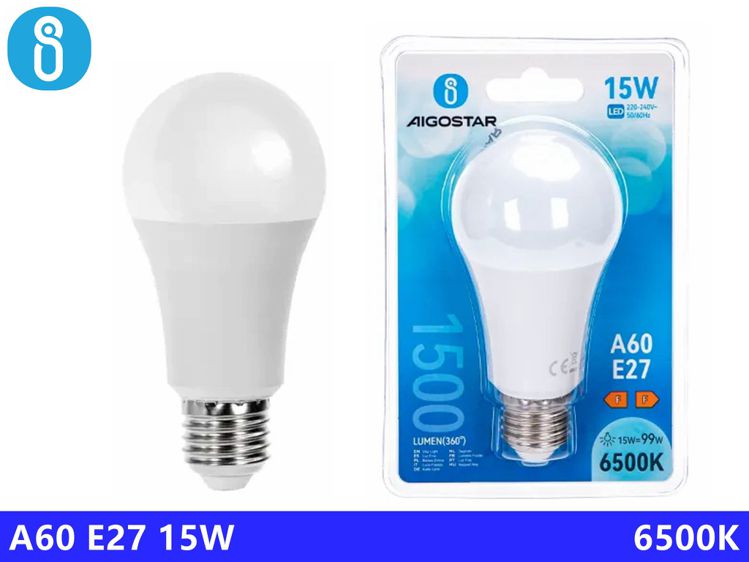 LED A5 A60 BIG ANGLE E27 15W 6500K
