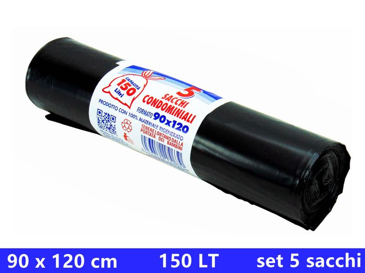 SACCO NERO 90X120 ROTOLO 5PZ