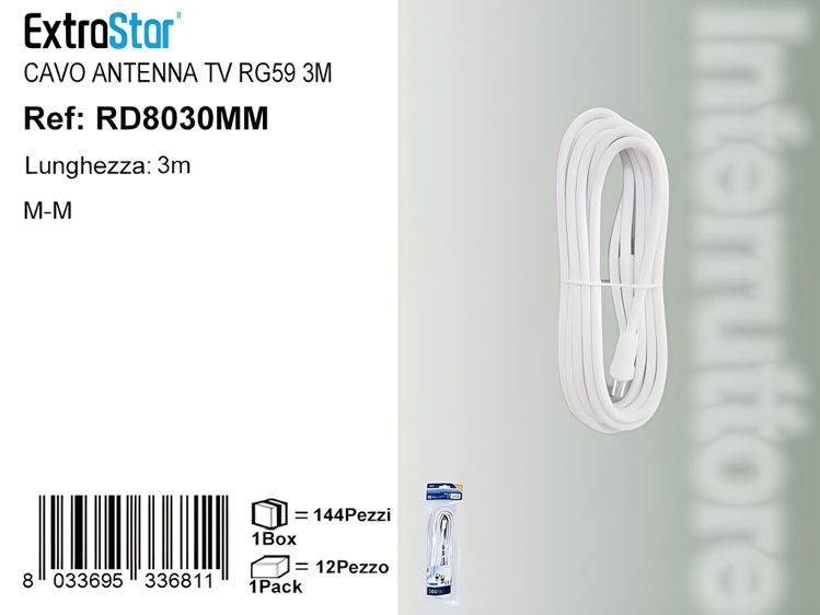 CAVO ANTENNA TV RG59 3M M.M.