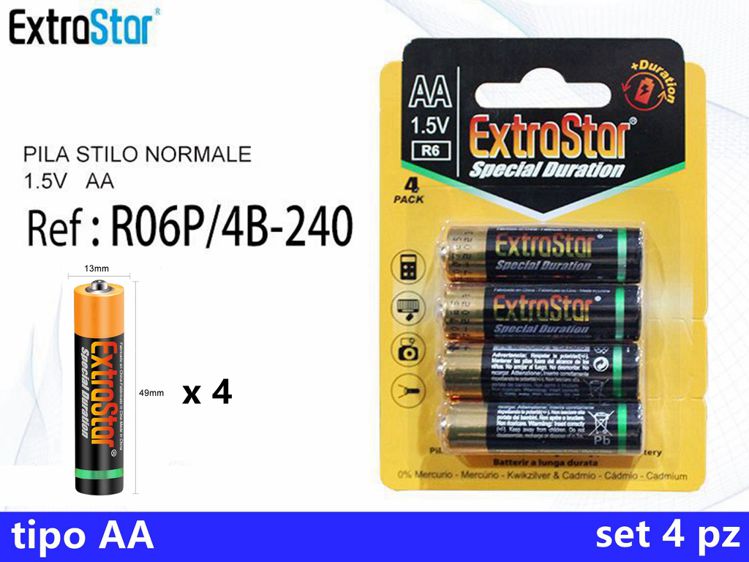 PILA STILO NORMALE 1.5V BLISTER 4UN "AA"