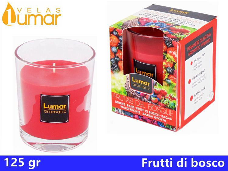 CANDELA VASO VETRO LUMAR PROF.8.5CM FRUT