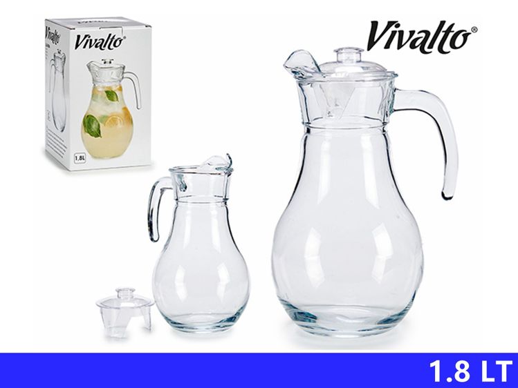 CARAFFA VETRO TAPPO TRASPARENTE 1.8L