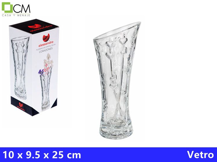 VASO FIORE DI VETRO CUORI 25CM