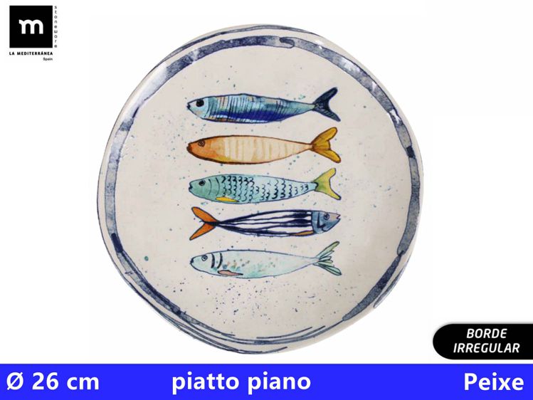 PIATTO PIANO 26CM PEIXE IBERICA BRILLO