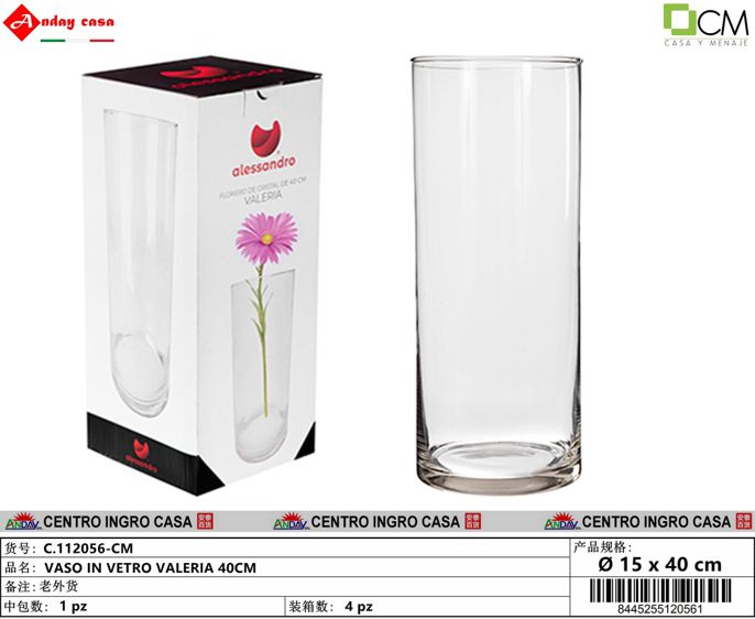 VASO FIORE DI VETRO VALERIA 40CM