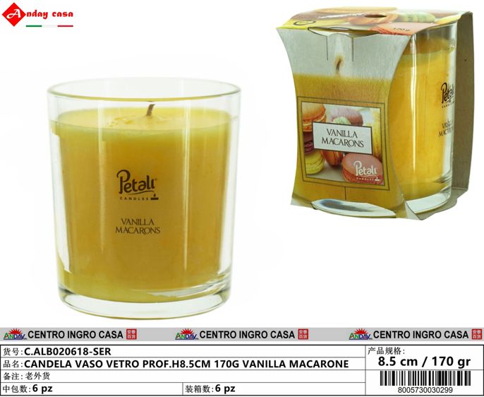 CANDELA VASO VETRO PROF.H8.5CM 170G VANI