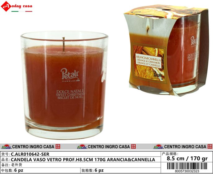CANDELA VASO VETRO PROF.H8.5CM 170G ARAN