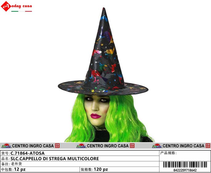 SLC.CAPPELLO DI STREGA MULTICOLORE