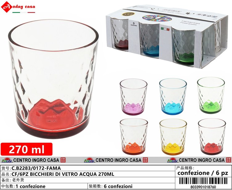CF/6PZ BICCHIERI DI VETRO ACQUA 270ML