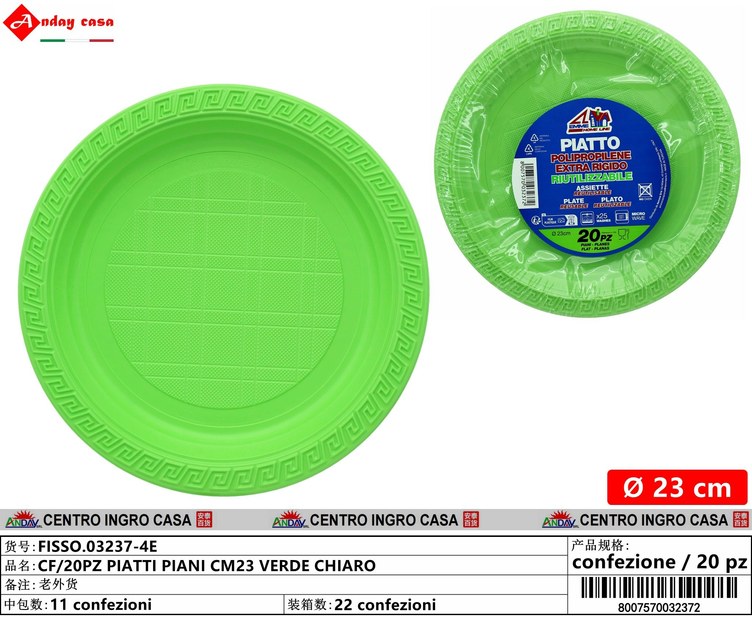 CF/20PZ PIATTI PIANI CM23 VERDE CHIARO