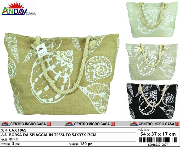 BORSA DA SPIAGGIA IN TESSUTO 54X37X17CM