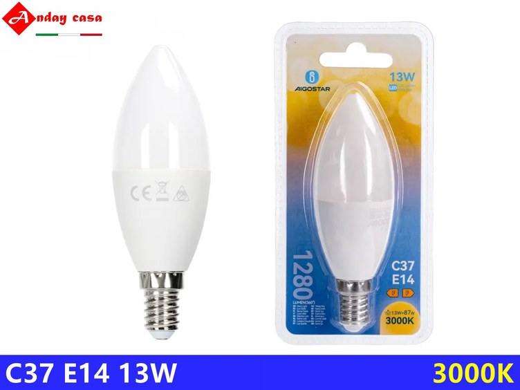 LAMPADINA LED C37-E14-13W-3000K-1280LM