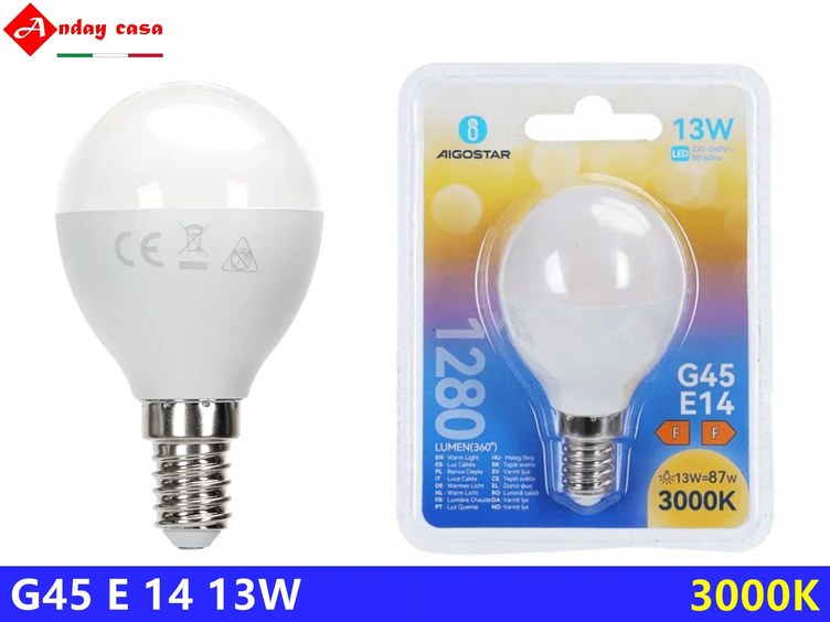 LED G45-E14-13W-3000K-1280LM