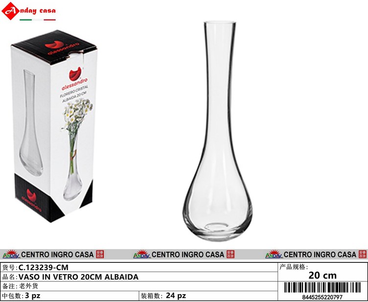 VASO IN VETRO 20CM ALBAIDA