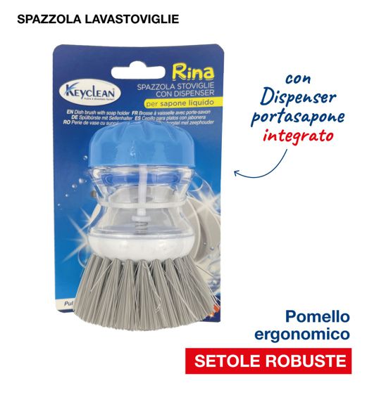 SPAZZOLA LAVAPIATTI CON DISPENSA RINA