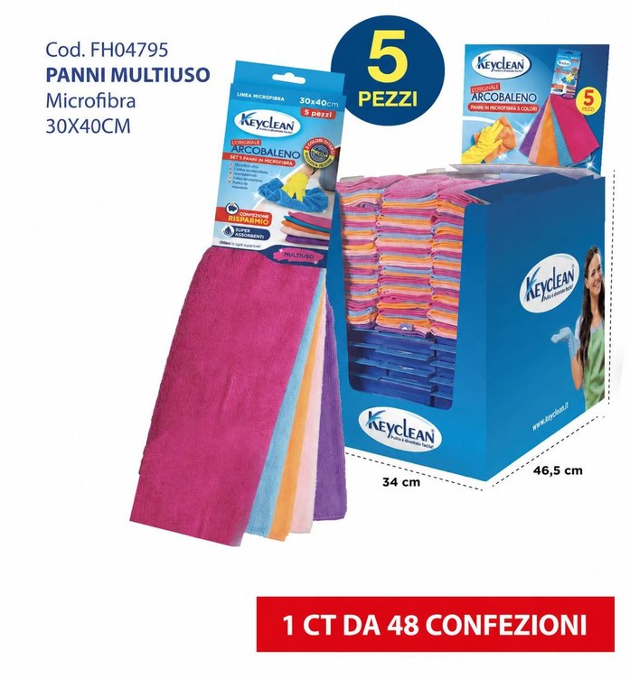 SET 5 PANNI MICRO.30X40CM ARCOBALENA